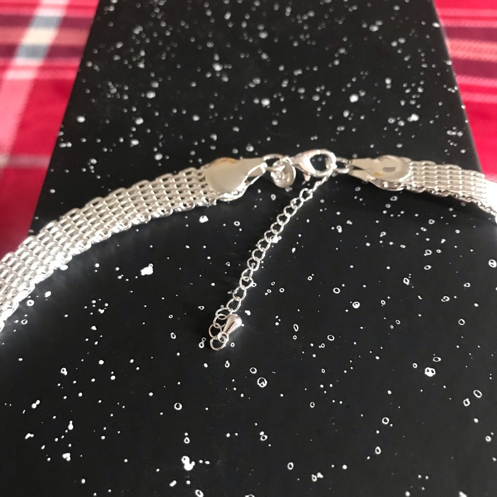 Sterling Silver Mesh Collar Necklace - Silver - Picture 2 of 4